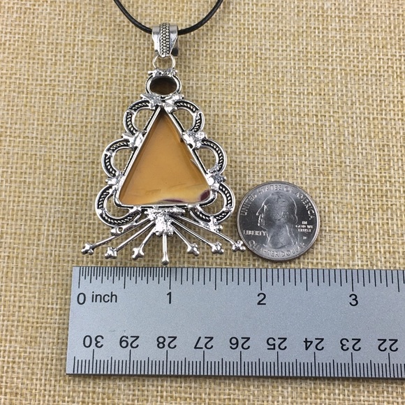 New Mookaite & Tiger’s Eye Stone Silver Overlay Pendant Necklace - Picture 6 of 9